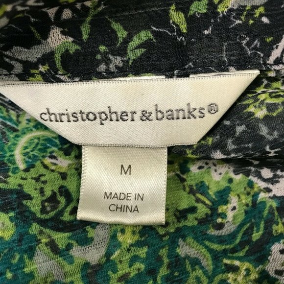 Christopher & Banks Women Long Sleeve Lightweight Multicolor Sheer Blouse Size M - Picture 5 of 7